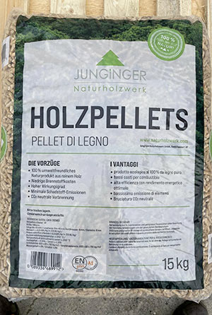 Holzpellets Junginger EN+A1 (PROMO 2 Bancali da 65 sacchi)