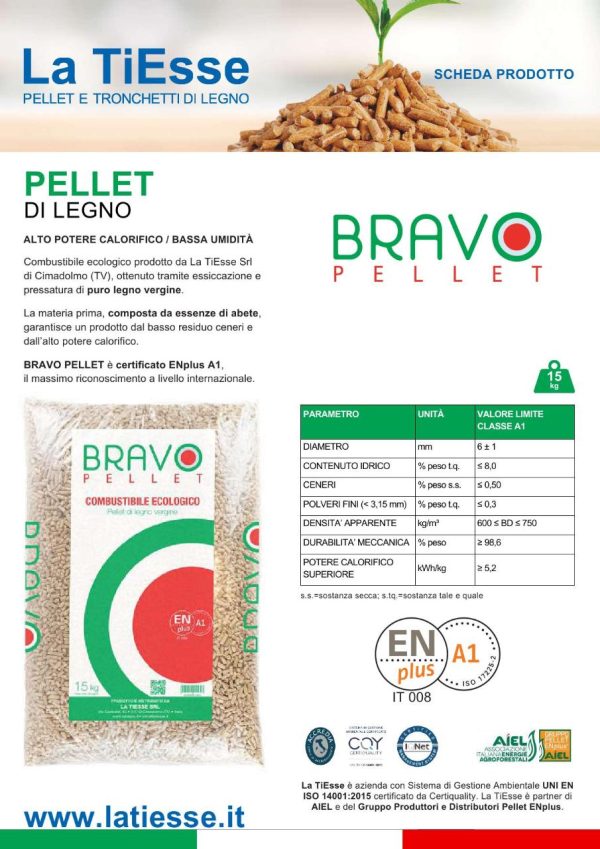 Pellet Bravo ENplus A1 (Bancali da 70 sacchi) - immagine 2