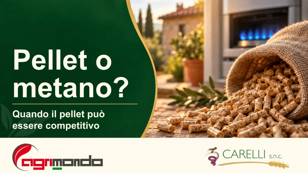 Pellet e metano a confronto: simulazione dei costi di riscaldamento a parità di calore utile.