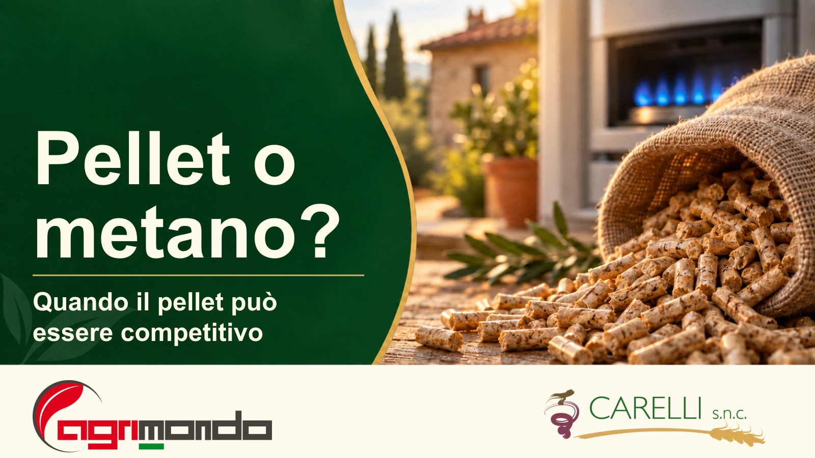 Pellet e metano a confronto: simulazione dei costi di riscaldamento a parità di calore utile.